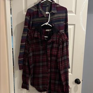 Vans Black and Red Plaid Shirt. 2 shirts.  United by Blue and Vans
